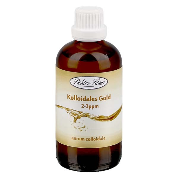100 ml kolloidista kultaa Doktor-Klaus, 2-3ppm, meripihkanvärinen lasipullo, jossa on väärentämisen varmentava sulkeminen 100 ml kolloidista kultaa Doktor-Klaus, 2-3ppm, meripihkanvärinen lasipullo, jossa on väärentämisen varmentava sulkeminen