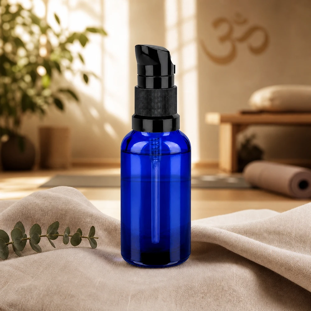 30ml pumppupullo mustalla STD-kierteellä UT18/30 ammattimaiseen kosmetiikkatäyttöön
