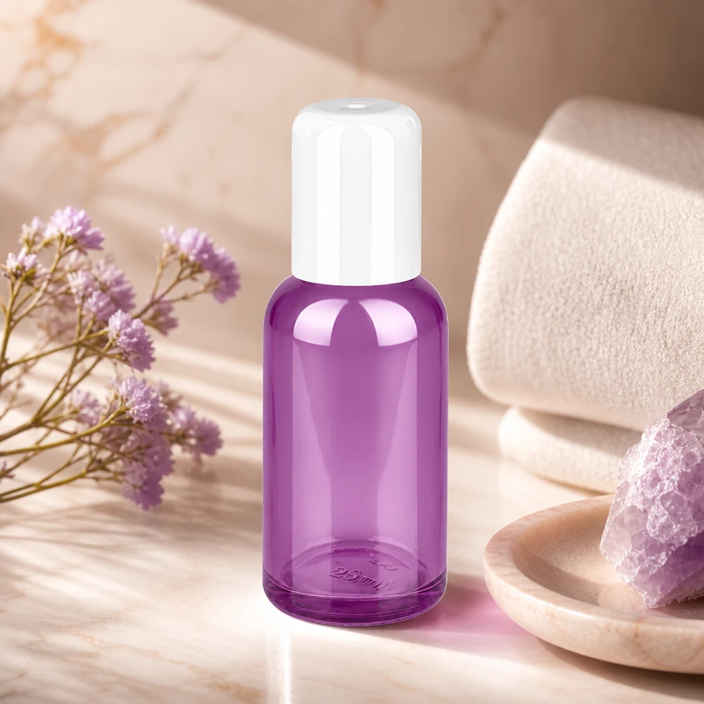 30 ml:n roll-on-pullo valkoinen vakio PurpleLine UT18/30 PurpleLine UT18/30 Laadukas lasinen roll-on-pullo 30ml violetti, jossa on käytännöllinen roll-ball-järjestelmä helppoa annostelua varten.