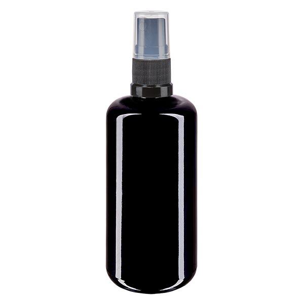 Apteekkipullo violetti 200ml suihkukorkki musta Apteekkipullo violetti 200ml suihkukorkki musta