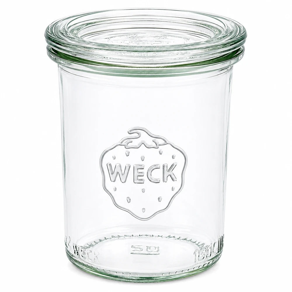 160 ml:n lasipurkki lasikannella, WECK RR60 160ml WECK RR60 lasikannellinen, läpinäkyvä, säilöntäpurkki hilloille ja säilykkeille