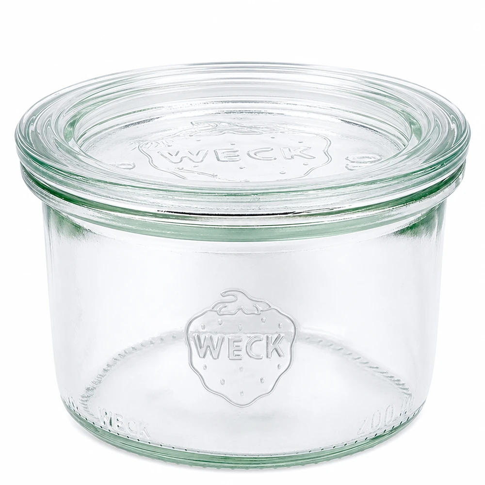 WECK 200ml muurinpohjapurkki lasikannella RR80 Läpinäkyvä muurinpohjapurkki säilöntään ja säilytykseen