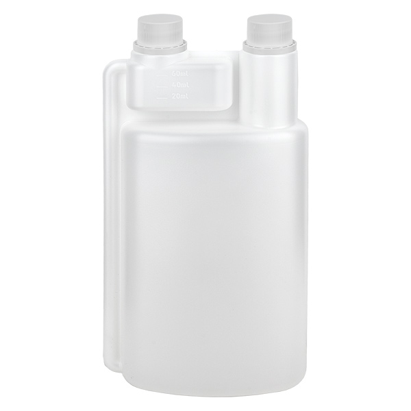 Annostelupullo 1000ml HDPE kirkas (60ml annostelukammio). Annostelupullo 1000ml HDPE kirkas (60ml annostelukammio).