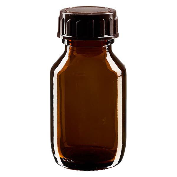 50ml lääkepullo ruskea, korkilla ruskea ApoGlas 50ml lääkepullo ruskea, korkilla ruskea ApoGlas