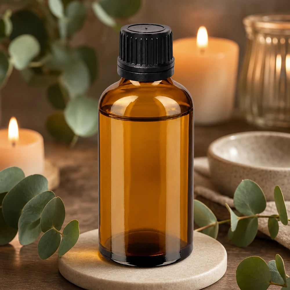 50ml tippapullo 1mm musta väärentämisen estävä suljin BrownLine UT18/50 Pieni 50ml tippapullo meripihkalasista, jossa on 1mm tippa-aukko tarkkaa annostelua varten.