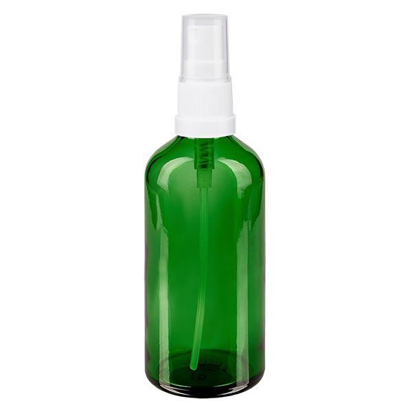 Apteekkipullo vihreä 100ml suihkepakkaus valkoinen Apteekkipullo vihreä 100ml suihkepakkaus valkoinen