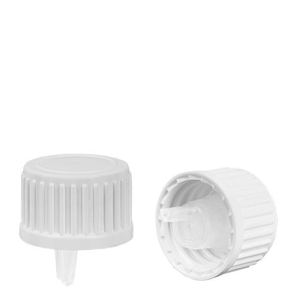 Tiputuskorkki 0,9mm valkoinen 18mm standardi Tiputuskorkki 0,9mm valkoinen 18mm standardi