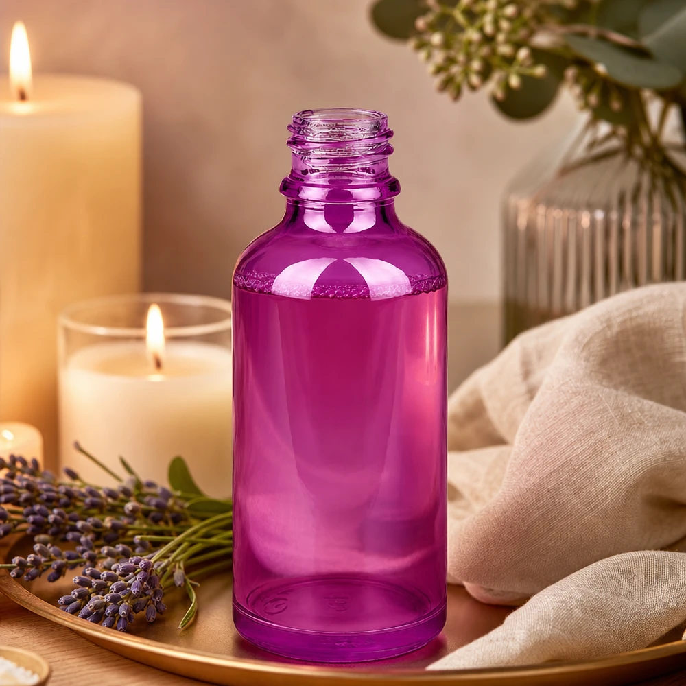 Kompakti 50ml PurpleLine apteekkipullo UT18/50 UNiTWIST kirkkaan violetilla värillä tarkkaan täyttöön.