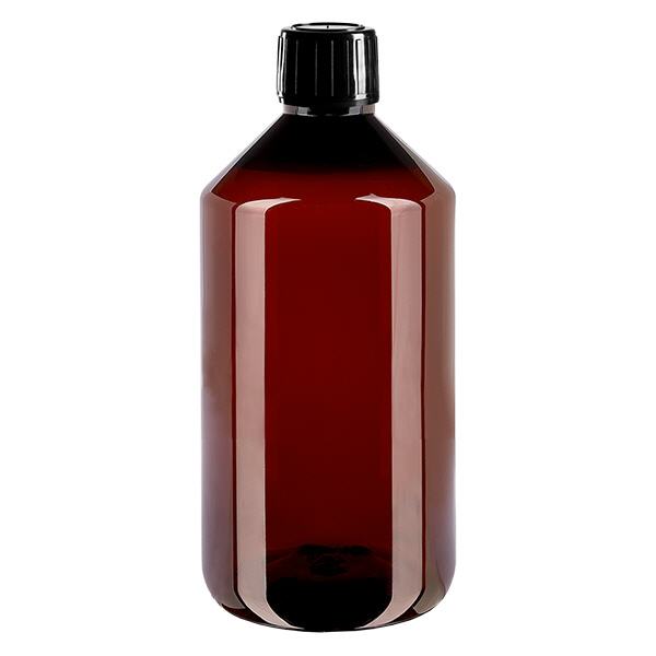 PET-pullo 750ml, jossa on musta sinetöintiturvallinen korkki PET-pullo 750ml, jossa on musta sinetöintiturvallinen korkki
