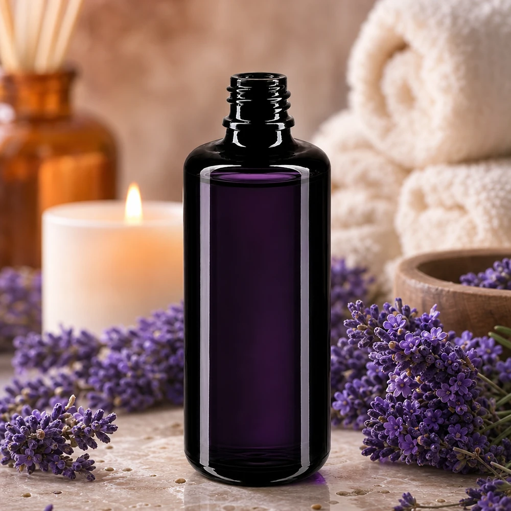 Violetti lasipullo 100ml DIN 18 (Mironglas) (Mironglas) 100ml Miron violetti lasinen tippapullo Orionin syvän violetti väri valolle herkkien aineiden suojaamiseen.