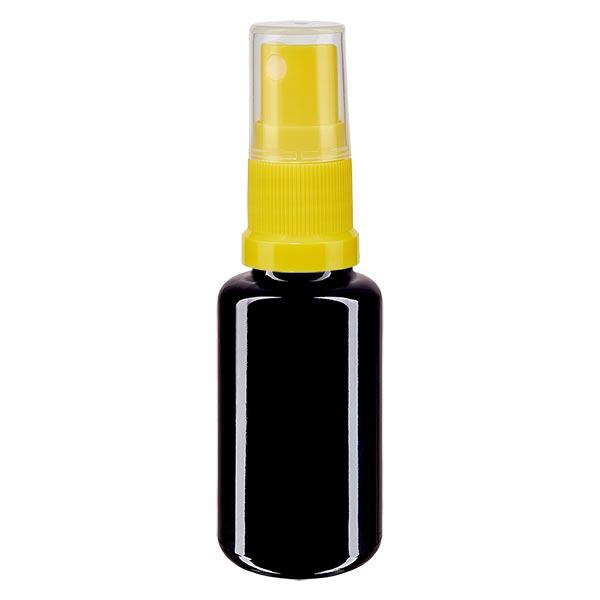 Apteekkipullo violetti 20ml suihkepullon korkki keltainen Apteekkipullo violetti 20ml suihkepullon korkki keltainen