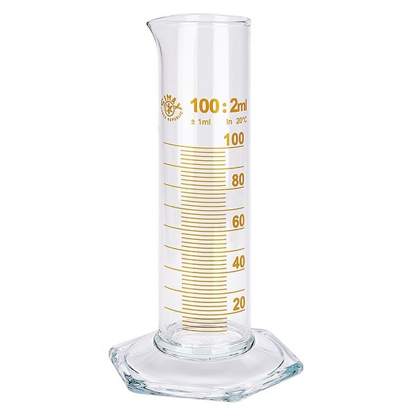 100ml mittasylinteri NF lasista, ruskea asteikko