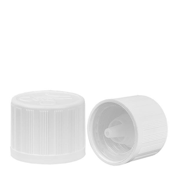 Tiputuskorkki valkoinen 18mm lapsiturvallinen standardi Tiputuskorkki valkoinen 18mm lapsiturvallinen standardi