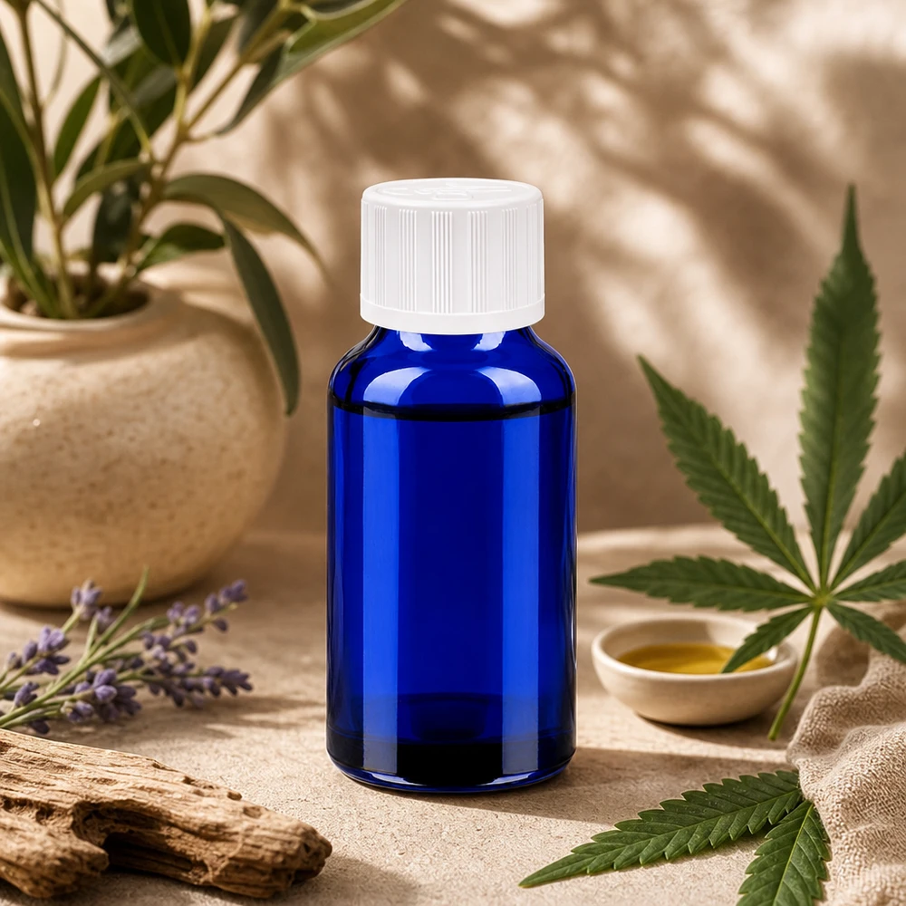 20ml pullo 11mm kierrekorkki valkoinen standardi lapsiturvallinen BlueLine UT18/20 20ml BlueLine-lasipullo, jossa on lapsiturvallinen kierrekorkki lääkkeiden turvalliseen säilytykseen.