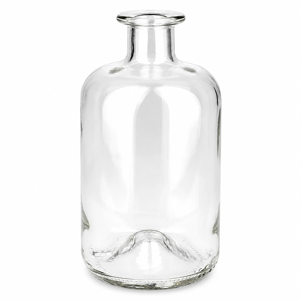 500ml lasipullo Luna läpinäkyvä ilman korkkia UNiTWIST apteekkipullo pyöreä kapealla kaulalla