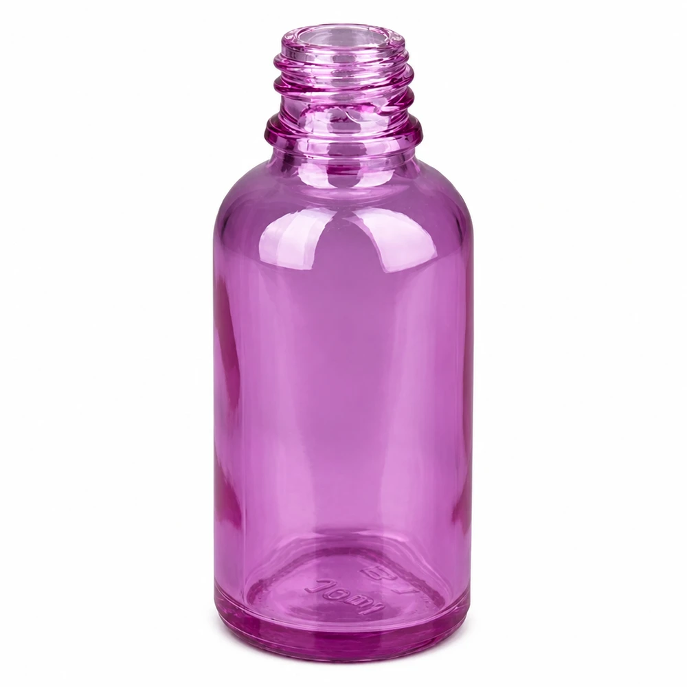 30ml tippapullo valkoinen/läpinäkyvä Standard PurpleLine UT18/30 Tyhjä 30ml läpinäkyvä violetti lasipullo eteerisille öljyille ja hajuvesille.