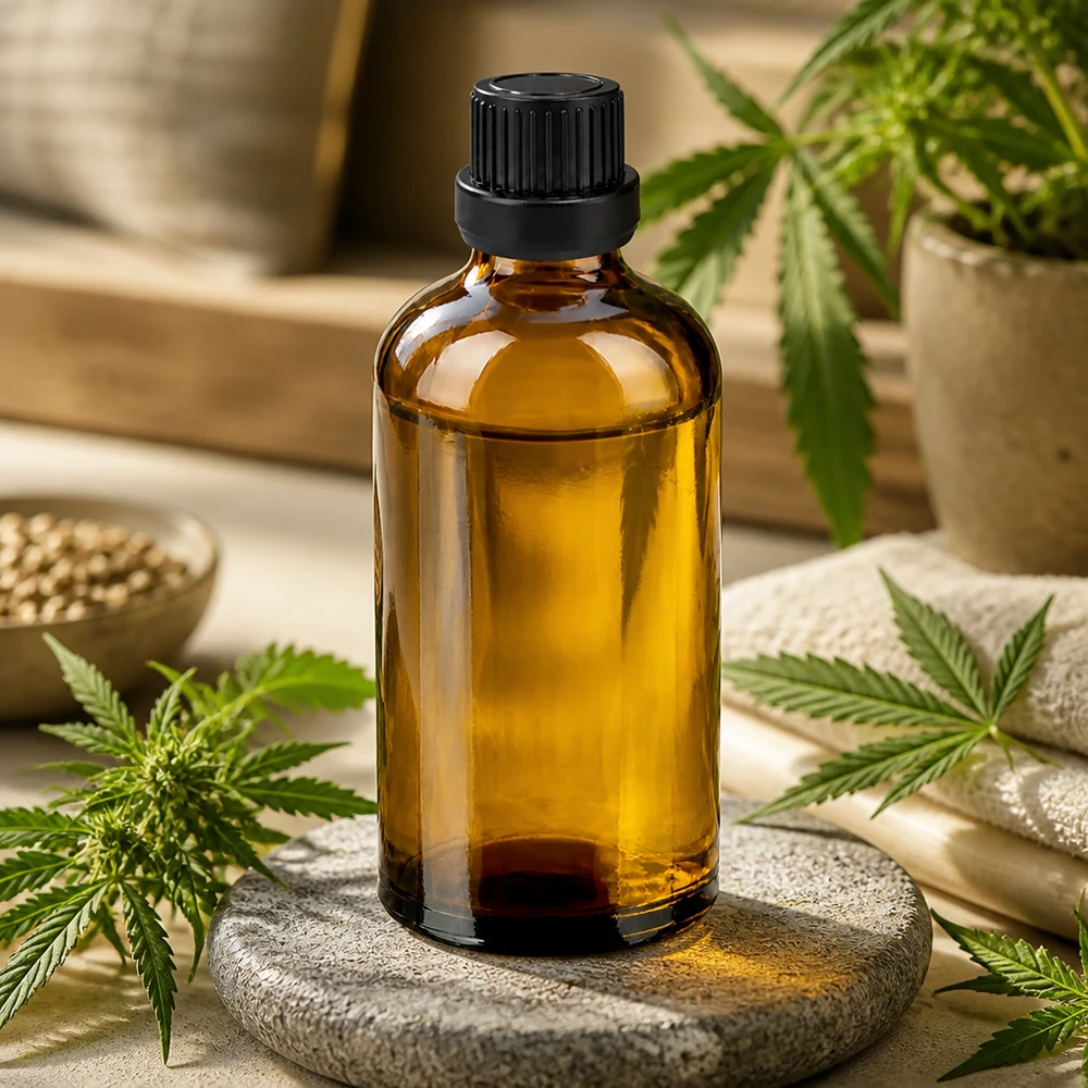 100ml tippapullo, joka on valmistettu valolta suojatusta meripihkalasista ja jonka ergonominen muotoilu helpottaa käsittelyä.