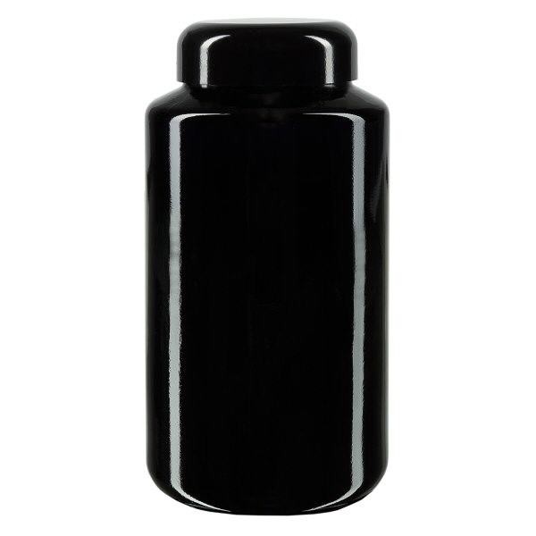 Leveäkaulainen purkki violettia lasia 500ml, jossa musta kansi. Leveäkaulainen purkki violettia lasia 500ml, jossa musta kansi.