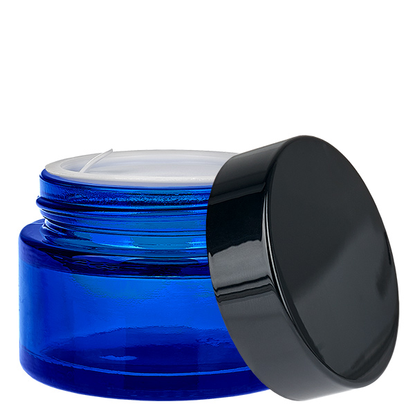 Lasipurkki 30ml sininen, jossa on UNiTWIST-sisäkansi. Lasipurkki 30ml sininen, jossa on UNiTWIST-sisäkansi.