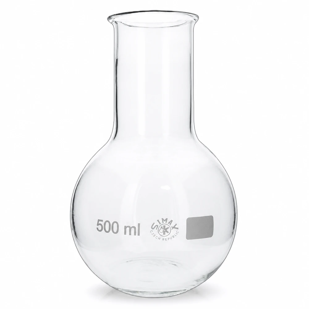 Lantiopullo 500ml leveä kaula Seisova pullo 500ml leveä kaula kirkkaasta borosilikaattilasista laboratoriosovelluksiin.