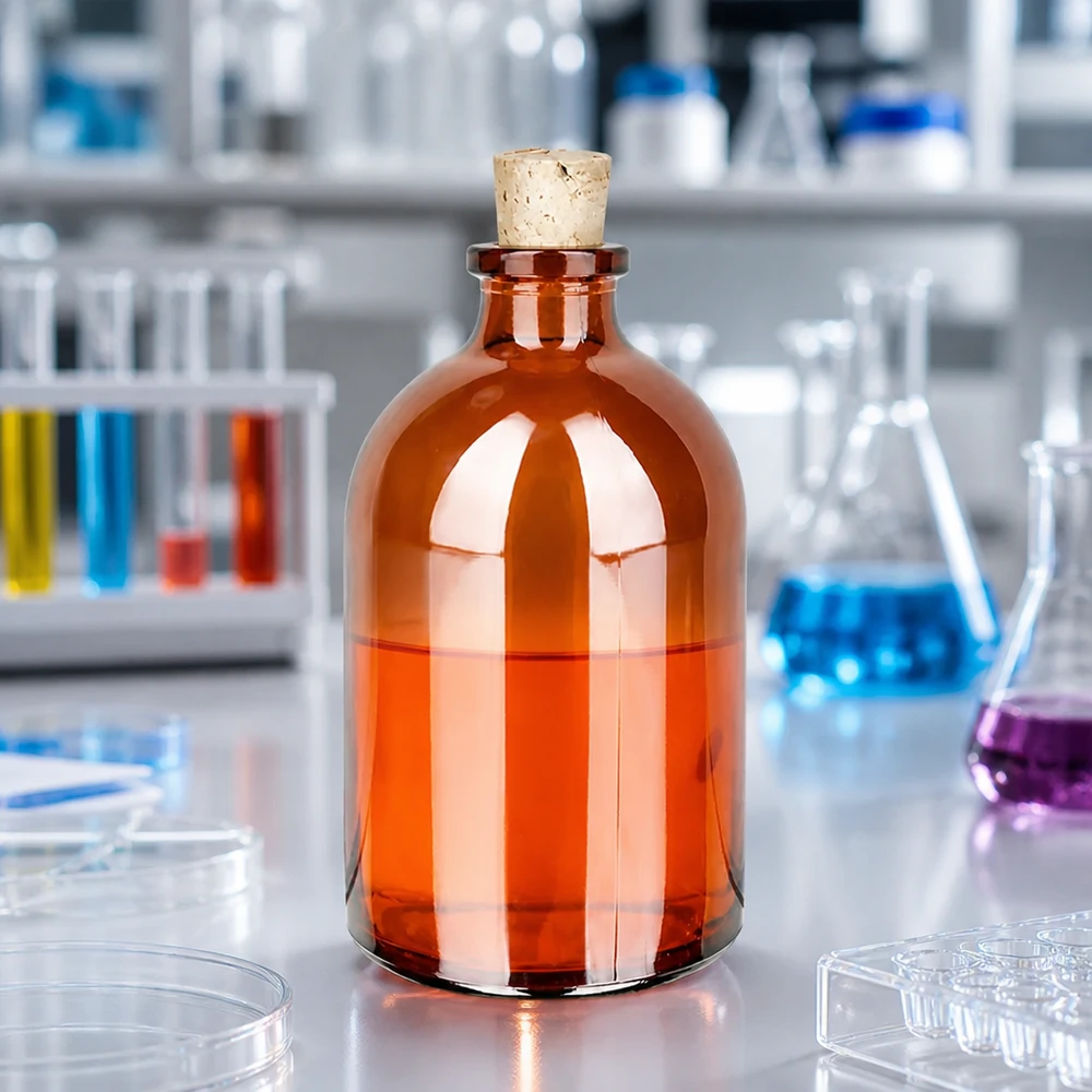 Meripihkanvärinen lasipullo 100ml korkilla 11/14mm Klassische Apothekerflasche aus Braunglas 100ml mit herausnehmbarem Naturkorken 11/14mm