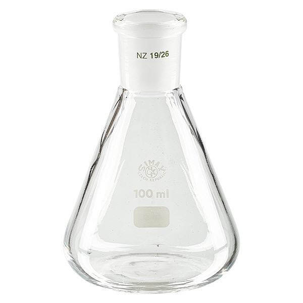 Erlenmeyer-pullo 100ml, jossa on vakiohiottu liitos (19/26).