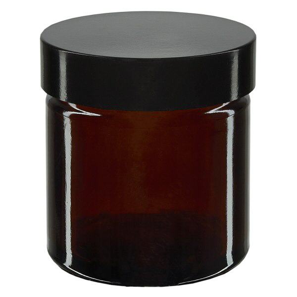 60ml lasipurkki. ruskea, mustalla bakeliittikannella ApoGlas 60ml lasipurkki. ruskea, mustalla bakeliittikannella ApoGlas