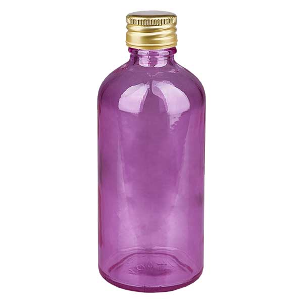 100ml pullo 11mm kierrekorkki alumiininen kultainen standardi PurpleLine. UT18/100