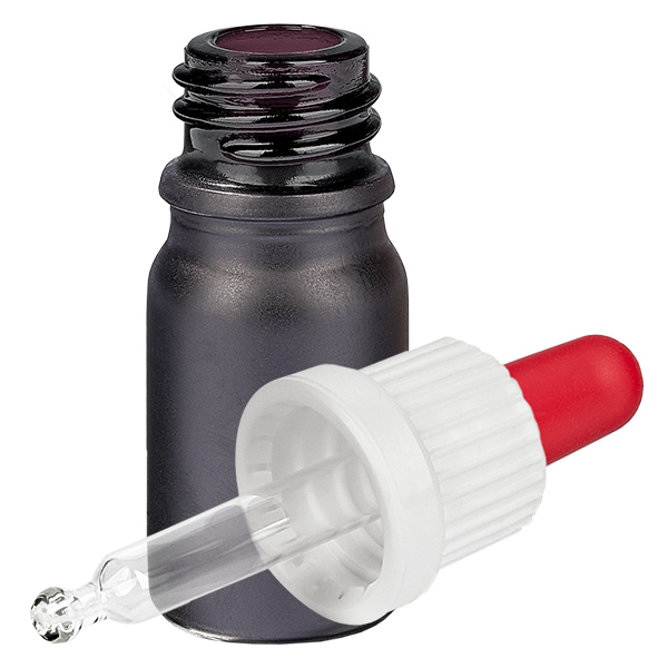 5ml pipettipullo valkoinen/punainen peukaloinninestokorkki BlackLine UT18/5 5ml pipettipullo valkoinen/punainen peukaloinninestokorkki BlackLine UT18/5