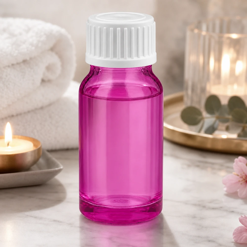 10ml tippapullo 0,9mm valkoinen standardi PurpleLine. UT18/10 Kompakti 10ml lasipullo violetissa värissä ja valkoisella tiputuskorkilla DIY-kosmetiikkaan ja hyvinvointiin.