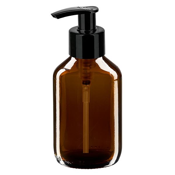 150ml lääkepullo ruskea, annostelupumpulla musta ApoGlas 150ml lääkepullo ruskea, annostelupumpulla musta ApoGlas