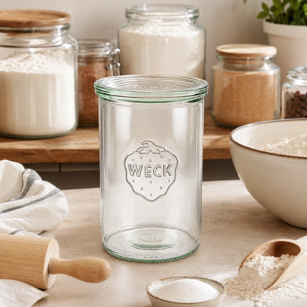 1000ml lasikannelliset juomapullot WECK RR100 WECK tumblers 1000ml RR100 tyhjä kirkas keittiö välillä säilytyspurkit jauhot ja leivontavälineet leivontaan