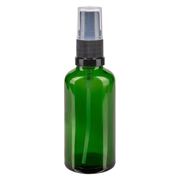 Apteekkipullo vihreä 50ml suihkutuspääte musta Apteekkipullo vihreä 50ml suihkutuspääte musta