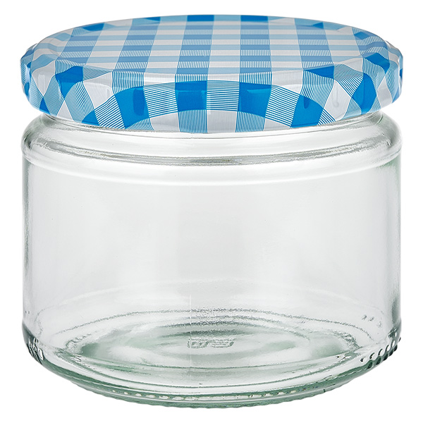 330ml pyöreä purkki + BasicSeal-kansi sininen/valkoinen UNiTWIST