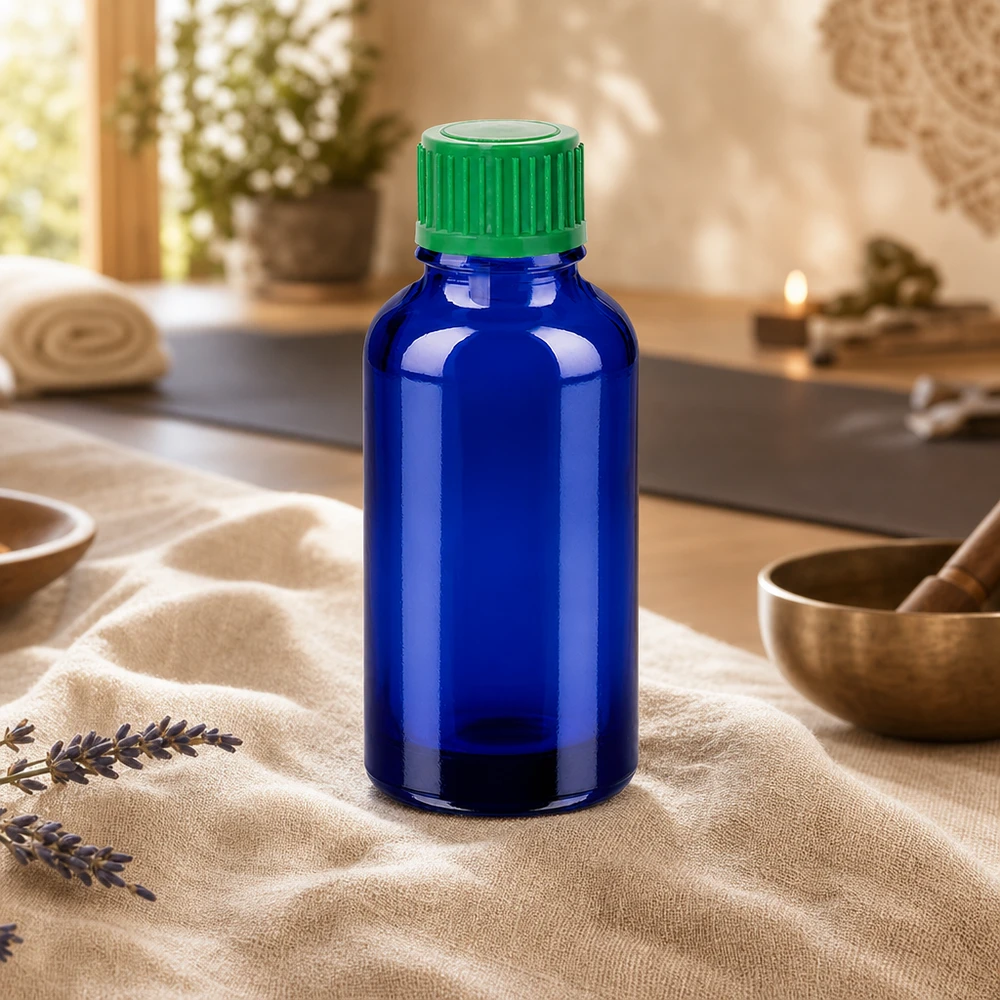 30ml tippapullo 0.8mm vihreä vakiokorkki BlueLine UT18/30 BlueLine UT18/30 Kompakti 30ml BlueLine tippapullo aromaterapiasovelluksiin ja DIY-kosmetiikkaan.