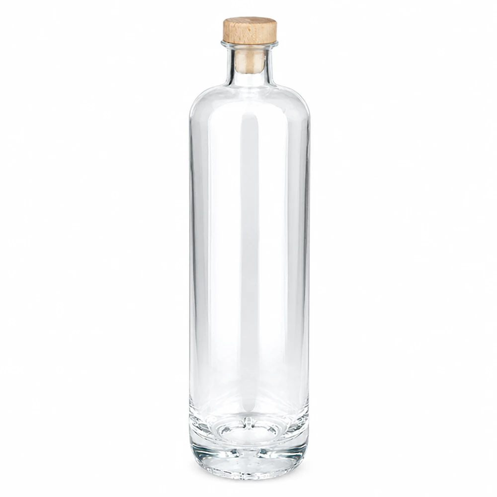 700ml lasipullo Ella puukahvalla korkki UNiTWIST läpinäkyvä tyhjä Tuotekuva valkoisella taustalla