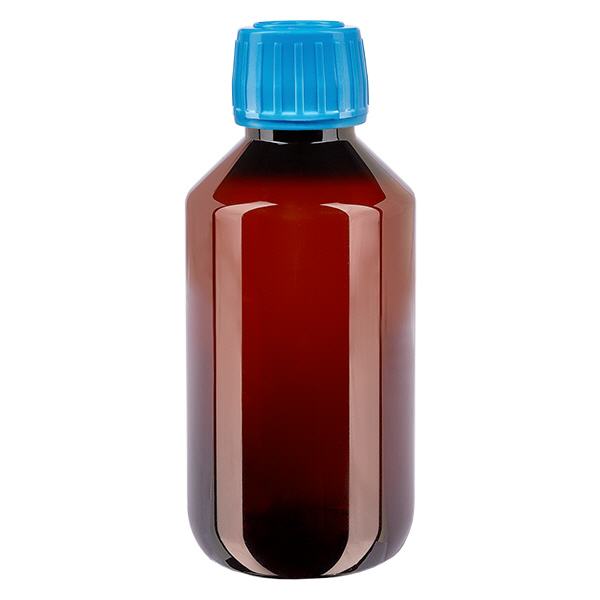 PET-pullo 200ml, jossa on sininen korkki, joka on sinetöity. PET-pullo 200ml, jossa on sininen korkki, joka on sinetöity.
