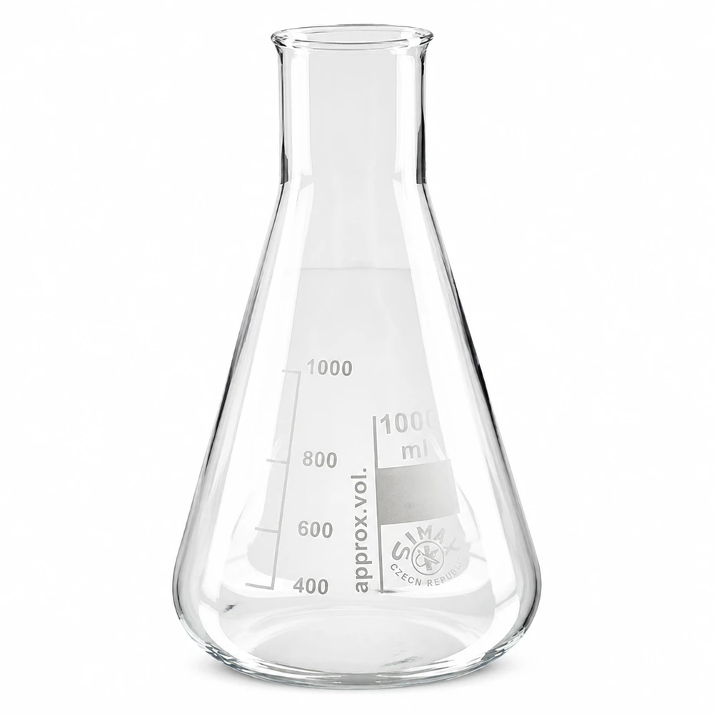 Erlenmeyer-pullo 200ml leveäkaulainen borosilikaattilasi laboratoriokäyttöön ja kokeisiin.