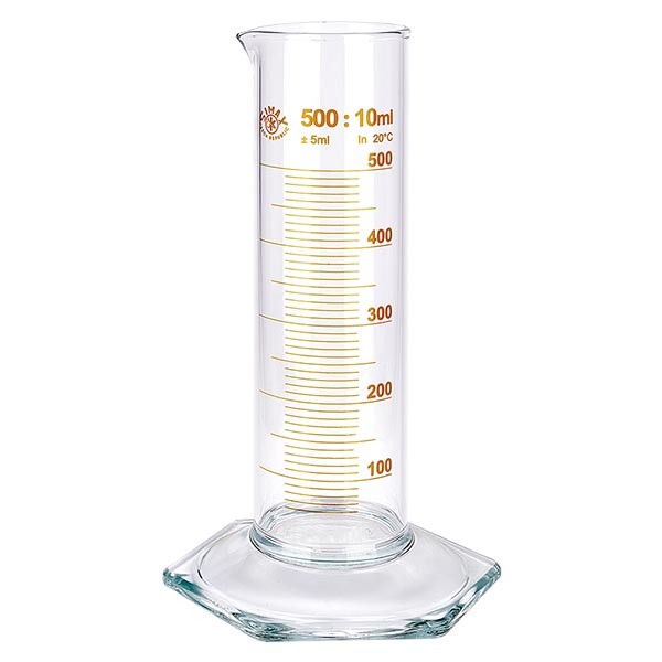 500 ml:n mittasylinteri NF lasista, ruskea asteikko 500 ml:n mittasylinteri NF lasista, ruskea asteikko
