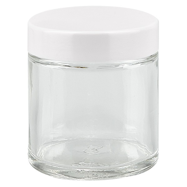 30ml lasipurkki. kirkas, valkoisella bakeliittikannella ApoGlas 30ml lasipurkki. kirkas, valkoisella bakeliittikannella ApoGlas