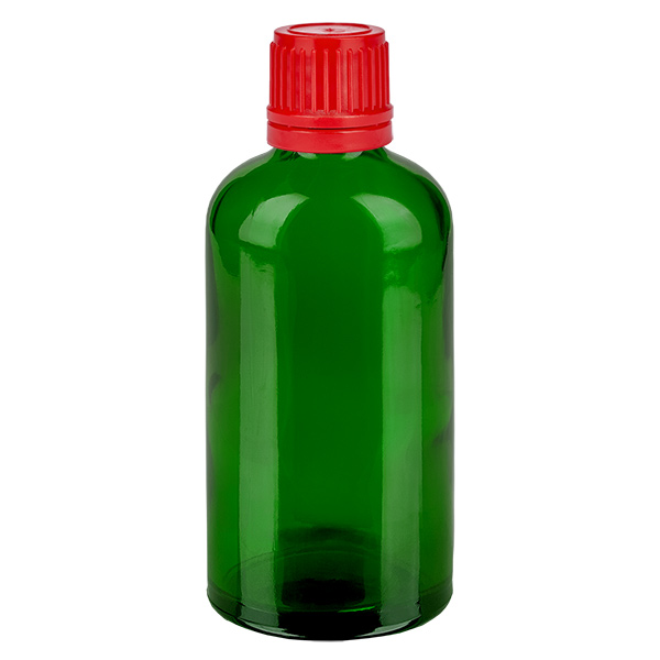 100ml pullo 11mm ruuvikorkki punainen peukalointiturvallinen korkki GreenLine UT18/100