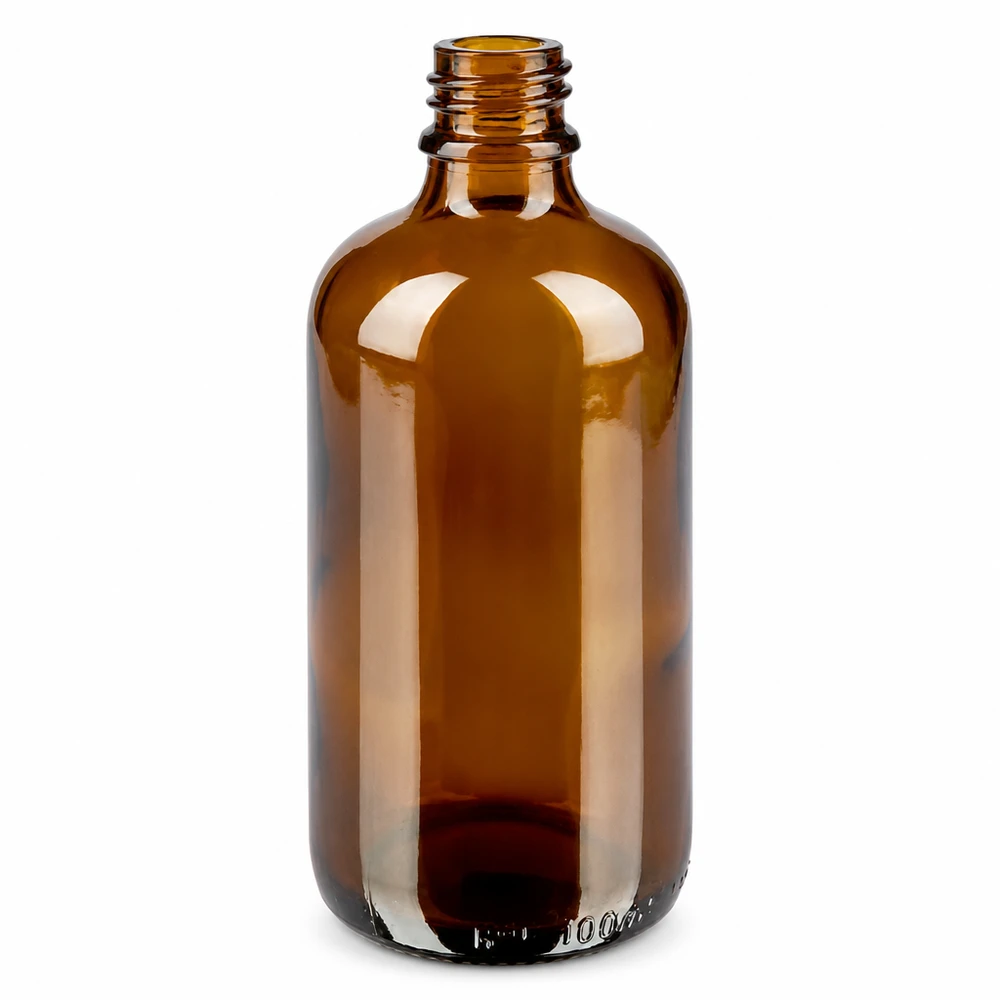 Ruskea pipettipullo 100ml UV-suojatusta lasista, jossa on kierrekorkki laboratoriosovelluksiin
