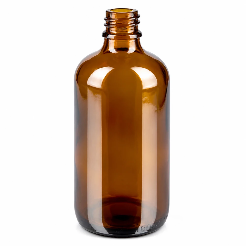 Ruskea lasinen suihkepullo 100ml, jossa on kierre hajuvesi- ja aromaterapiasovelluksiin.