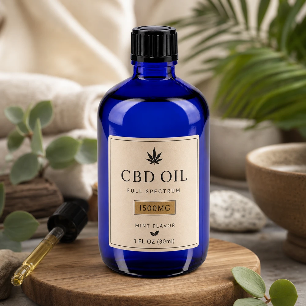 Apteekkipullo sininen 100ml tippapullo korkki 1mm musta standardi musta Sininen 100 ml:n lasipullo, jossa on 1 mm:n tiputin, CBD-öljyä ja luonnonlääkkeitä varten, puualustalla