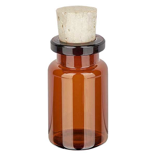 Meripihkanvärinen lasipullo 5 ml korkilla 11/14mm