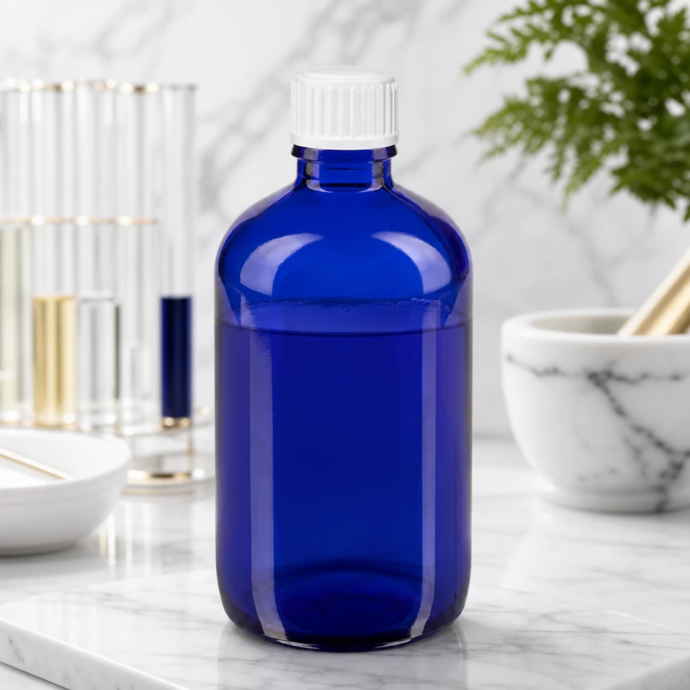 Apteekkipullo sininen 100ml tippapullon korkki valkoinen 0.8mm standardi 0.8mm 100 ml:n valolta suojattu tiputuspullo, koboltinsininen, tarkalla 0,9 mm:n annostelusuuttimella laboratoriokäyttöön