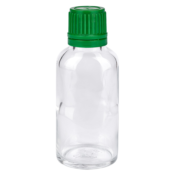 30ml pullo 11mm ruuvikorkki vihreä peukalointiturvallinen korkki ClearLine UT18/30