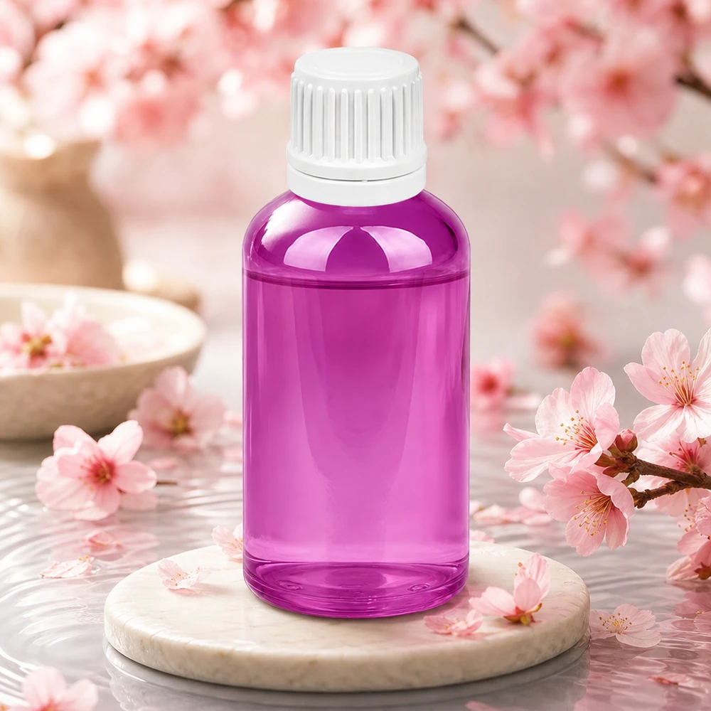 Pieni 50ml tippapullo tyylikkäässä violetissa värissä ja valkoisella korkilla tarkkaa annostelua varten.
