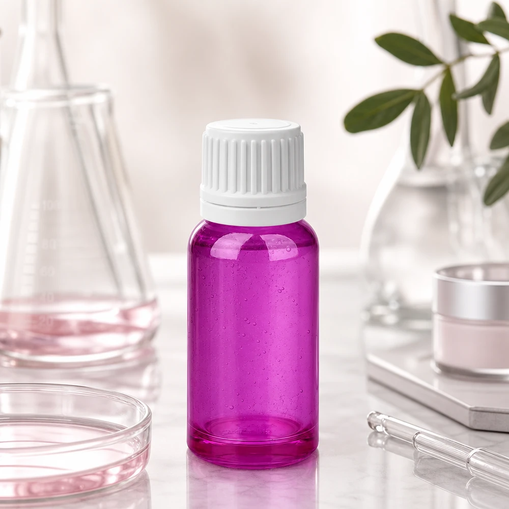 20ml pullo 11mm kierrekorkki valkoinen Originality kierrekorkki PurpleLine UT18/20 Kompakti 20 ml:n laboratoriopullo läpinäkyvää violettia, jossa on uurrettu kierrekorkki laboratoriosovelluksiin.