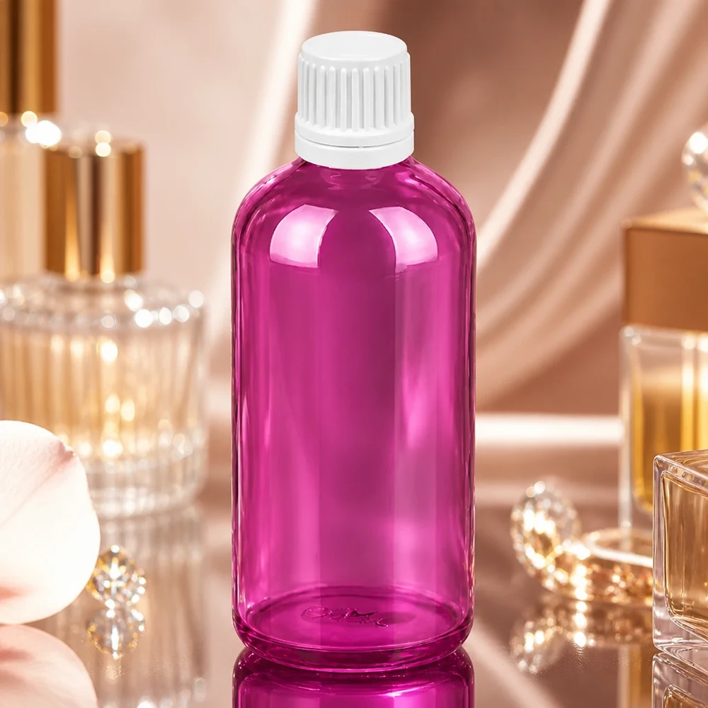 Laadukas PurpleLine tippapullo 100ml kirkkaan violetti, jossa on ammattimainen valkoinen tippakorkki.